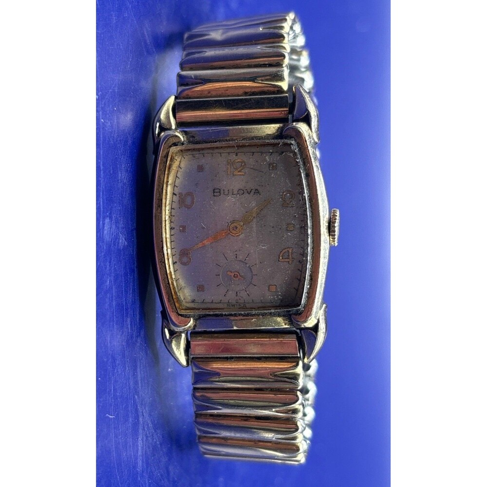 Vintage 1953 Bulova L3 Rectangle Men’s Watch Runs With Tap JB Champion Band